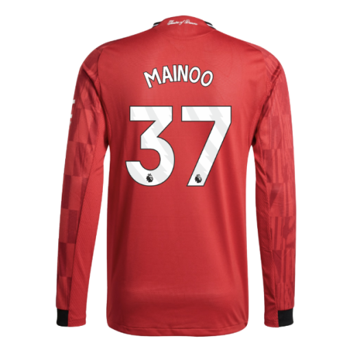 2025-2026 Man Utd Authentic Long Sleeve Home Shirt (Mainoo 37)