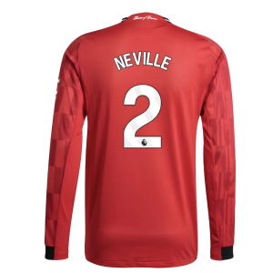 2025-2026 Man Utd Authentic Long Sleeve Home Shirt (Neville 2)