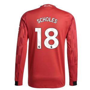 2025-2026 Man Utd Authentic Long Sleeve Home Shirt (Scholes 18)