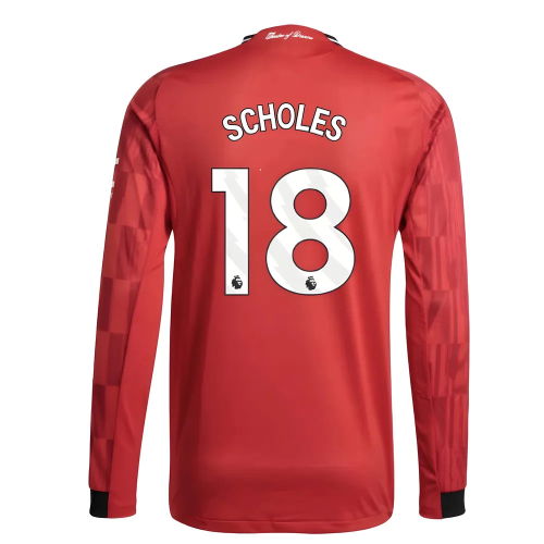 2025-2026 Man Utd Authentic Long Sleeve Home Shirt (Scholes 18)