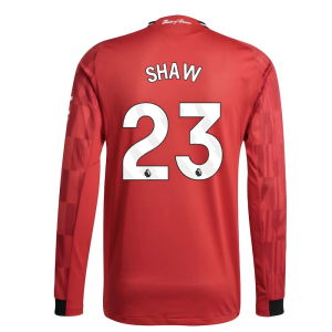 2025-2026 Man Utd Authentic Long Sleeve Home Shirt (Shaw 23)