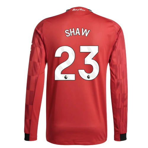 2025-2026 Man Utd Authentic Long Sleeve Home Shirt (Shaw 23)