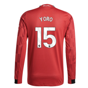 2025-2026 Man Utd Authentic Long Sleeve Home Shirt (Yoro 15)
