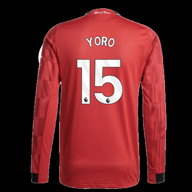 2025-2026 Man Utd Authentic Long Sleeve Home Shirt (Yoro 15)