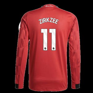2025-2026 Man Utd Authentic Long Sleeve Home Shirt (Zirkzee 11)