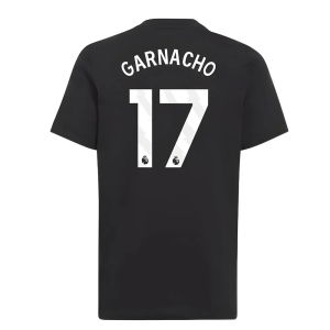 2025-2026 Man Utd EU Training Tee (Black) (Garnacho 17)
