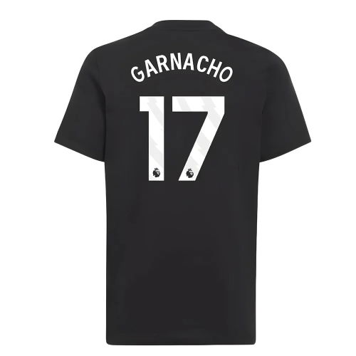 2025-2026 Man Utd EU Training Tee (Black) (Garnacho 17)