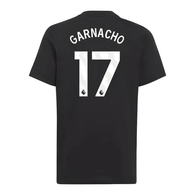 2025-2026 Man Utd EU Training Tee (Black) (Garnacho 17)