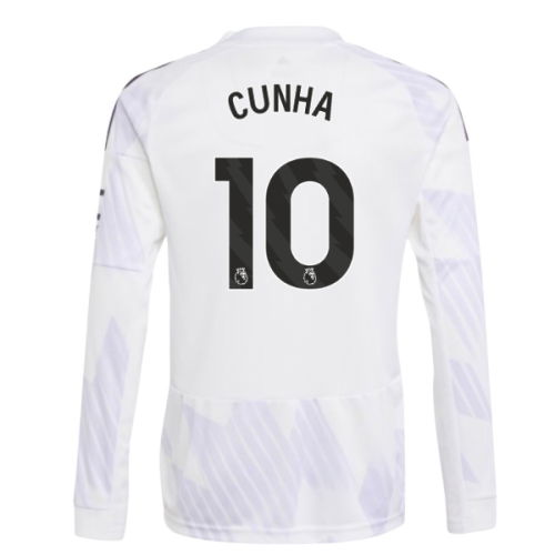 2025-2026 Man Utd Long Sleeve Away Shirt (Kids) (Cunha 10)