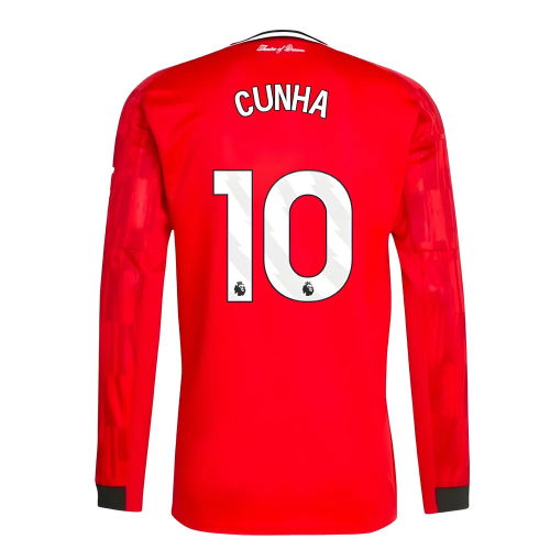 2025-2026 Man Utd Long Sleeve Home Shirt (Cunha 10)