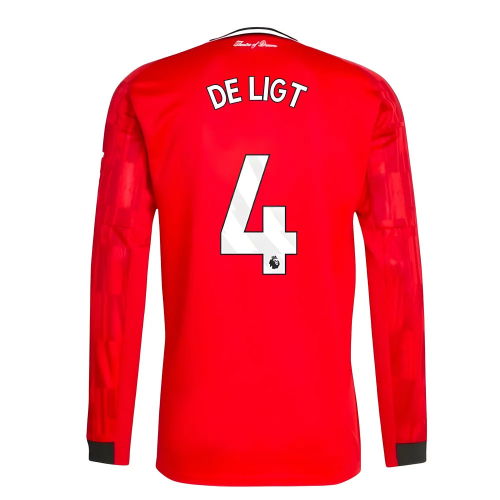 2025-2026 Man Utd Long Sleeve Home Shirt (De Ligt 4)