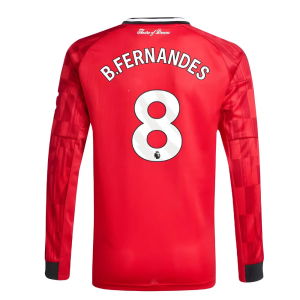 2025-2026 Man Utd Long Sleeve Home Shirt (Kids) (B.Fernandes 8)
