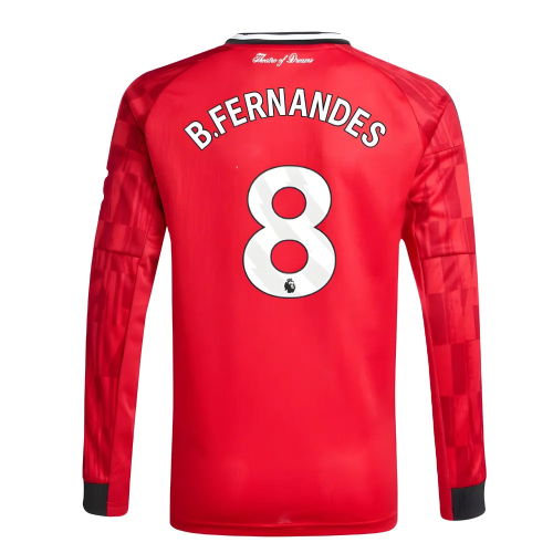 2025-2026 Man Utd Long Sleeve Home Shirt (Kids) (B.Fernandes 8)