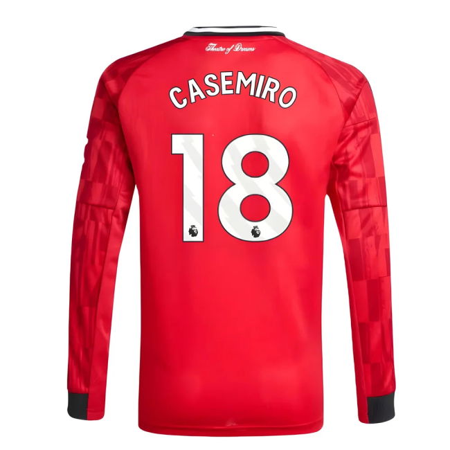 2025-2026 Man Utd Long Sleeve Home Shirt (Kids) (Casemiro 18)