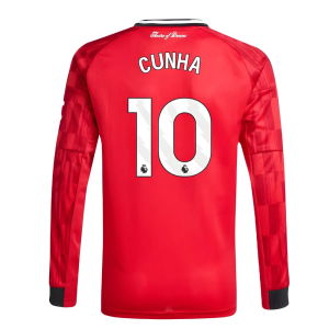 2025-2026 Man Utd Long Sleeve Home Shirt (Kids) (Cunha 10)