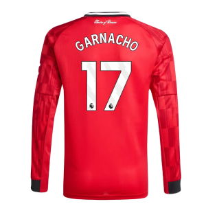 2025-2026 Man Utd Long Sleeve Home Shirt (Kids) (Garnacho 17)