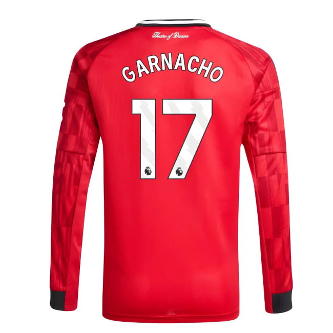 2025-2026 Man Utd Long Sleeve Home Shirt (Kids) (Garnacho 17)