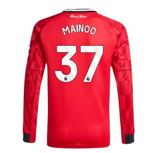 2025-2026 Man Utd Long Sleeve Home Shirt (Kids) (Mainoo 37)