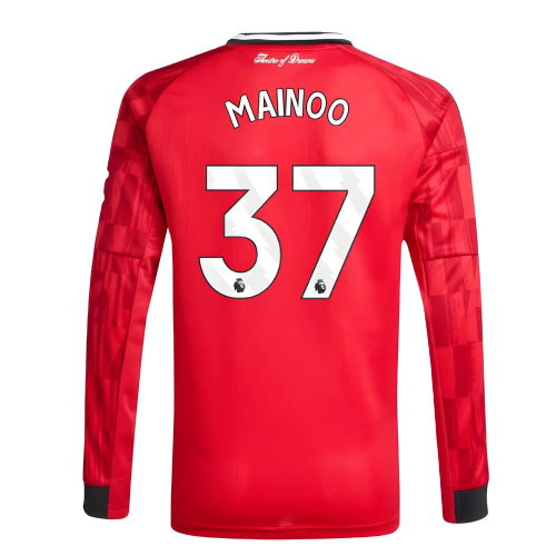 2025-2026 Man Utd Long Sleeve Home Shirt (Kids) (Mainoo 37)