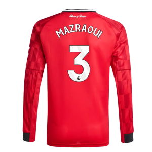 2025-2026 Man Utd Long Sleeve Home Shirt (Kids) (Mazraoui 3)