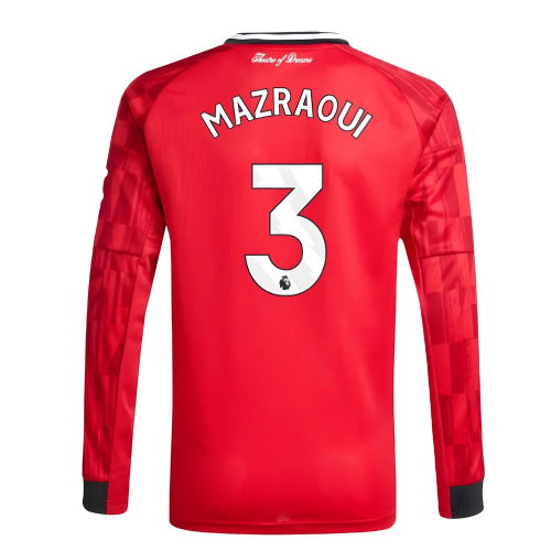 2025-2026 Man Utd Long Sleeve Home Shirt (Kids) (Mazraoui 3)