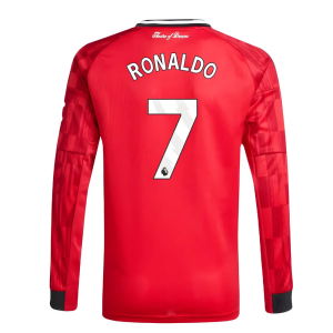 2025-2026 Man Utd Long Sleeve Home Shirt (Kids) (Ronaldo 7)