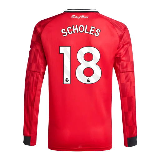 2025-2026 Man Utd Long Sleeve Home Shirt (Kids) (Scholes 18)