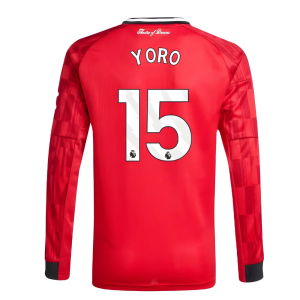 2025-2026 Man Utd Long Sleeve Home Shirt (Kids) (Yoro 15)
