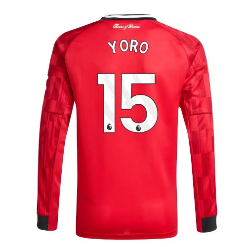 2025-2026 Man Utd Long Sleeve Home Shirt (Kids) (Yoro 15)