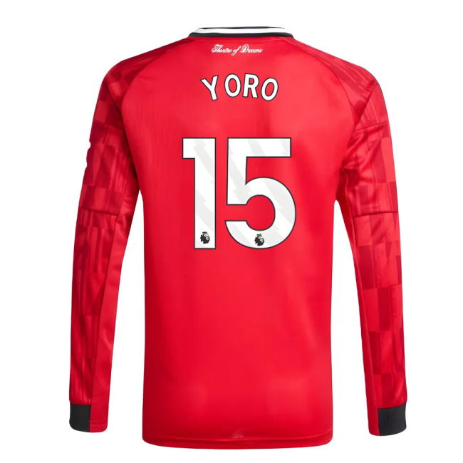 2025-2026 Man Utd Long Sleeve Home Shirt (Kids) (Yoro 15)