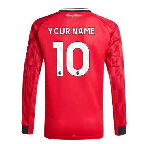 2025-2026 Man Utd Long Sleeve Home Shirt (Kids) (Your Name)