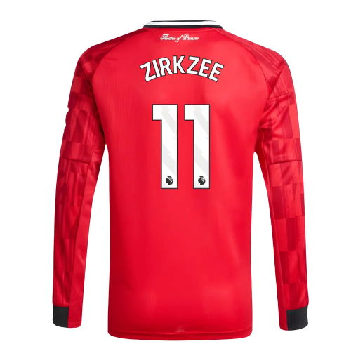 2025-2026 Man Utd Long Sleeve Home Shirt (Kids) (Zirkzee 11)