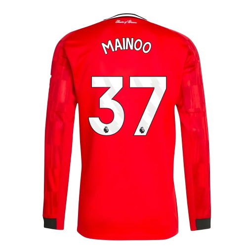 2025-2026 Man Utd Long Sleeve Home Shirt (Mainoo 37)