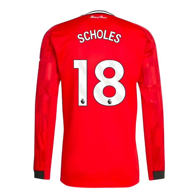 2025-2026 Man Utd Long Sleeve Home Shirt (Scholes 18)