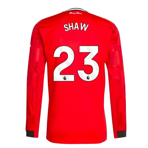 2025-2026 Man Utd Long Sleeve Home Shirt (Shaw 23)