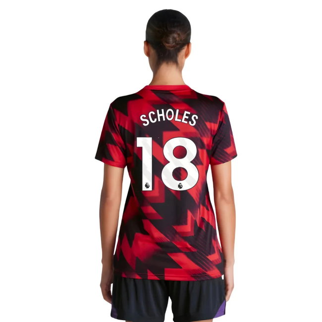 2025-2026 Man Utd Pre-Match Shirt (Red) - Womens (Scholes 18)