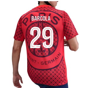2025-2026 PSG Academy Pro Away Pre Match Shirt (Red) (Barcola 29)