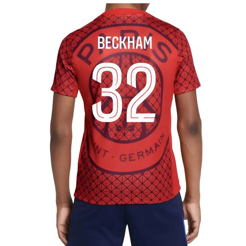 2025-2026 PSG Academy Pro Away Pre Match Shirt (Red) - Kids (Beckham 32)
