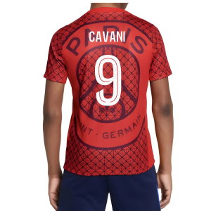 2025-2026 PSG Academy Pro Away Pre Match Shirt (Red) - Kids (Cavani 9)
