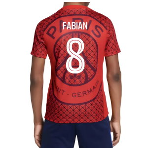 2025-2026 PSG Academy Pro Away Pre Match Shirt (Red) - Kids (Fabian 8)