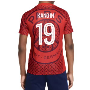 2025-2026 PSG Academy Pro Away Pre Match Shirt (Red) - Kids (Kang In 19)