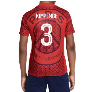 2025-2026 PSG Academy Pro Away Pre Match Shirt (Red) - Kids (Kimpembe 3)