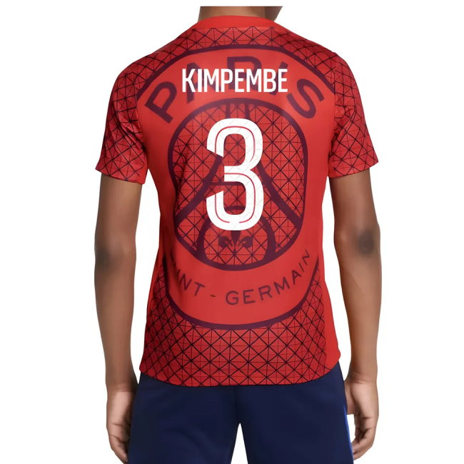 2025-2026 PSG Academy Pro Away Pre Match Shirt (Red) - Kids (Kimpembe 3)