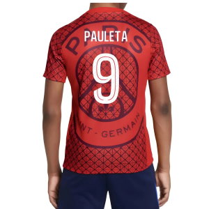 2025-2026 PSG Academy Pro Away Pre Match Shirt (Red) - Kids (Pauleta 9)