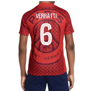 2025-2026 PSG Academy Pro Away Pre Match Shirt (Red) - Kids (Verratti 6)