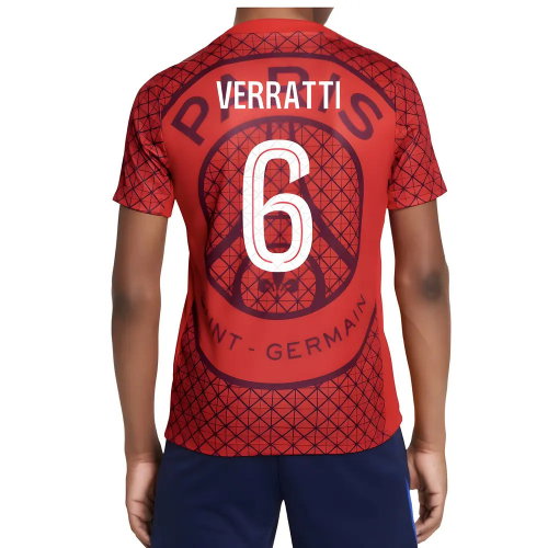 2025-2026 PSG Academy Pro Away Pre Match Shirt (Red) - Kids (Verratti 6)