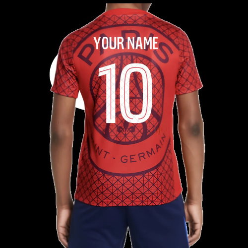 2025-2026 PSG Academy Pro Away Pre Match Shirt (Red) - Kids (Your Name)