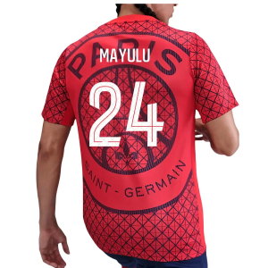 2025-2026 PSG Academy Pro Away Pre Match Shirt (Red) (Mayulu 24)