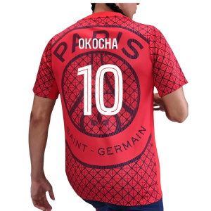 2025-2026 PSG Academy Pro Away Pre Match Shirt (Red) (Okocha 10)