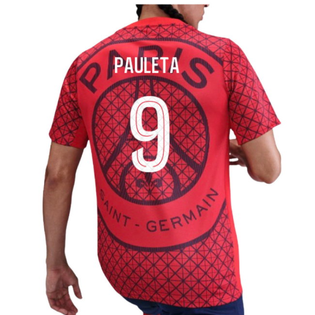 2025-2026 PSG Academy Pro Away Pre Match Shirt (Red) (Pauleta 9)